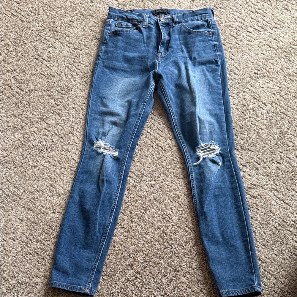 Trendy Blue Ripped Skinny Jeans